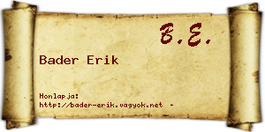 Bader Erik névjegykártya